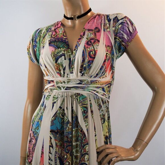 Believe Dress Fit & Flare Multi Color Boho Floral Tie Dye Women Sz S USA Made - Picture 2 of 12